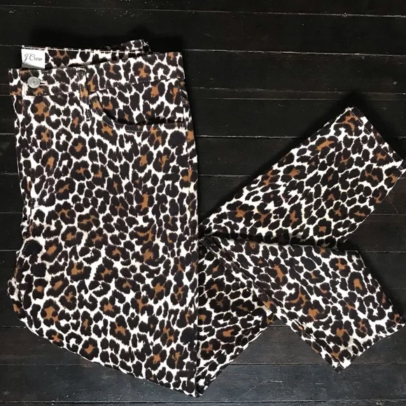 J. CREW ReImagined High Rise Animal Print Pants Stretch Corduroys Jeans - Picture 4 of 12